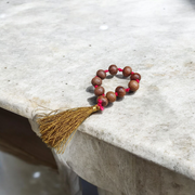 Natural Sandalwood (Chandan) Finger Mala with 9+1 lab-certified aromatic beads, handcrafted for meditation, mantra chanting, and spiritual growth by MALAWALA