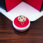 Oval-shaped gold-plated Navratan ring with nine colorful gemstones set in a tortoise design for spiritual and astrological benefits