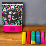 Pack of Viva 5 in One Premium Incense Sticks displayed with five different scented sticks on a wooden incense holder