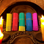 Pack of Viva 5 in One Premium Incense Sticks displayed with five different scented sticks on a wooden incense holder