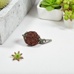 Pendant featuring lab certified 3 Mukhi and 4 Mukhi Rudraksha beads in a dual-metal cap design, placed against a neutral background
