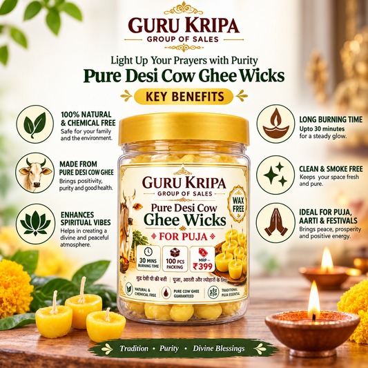 Pure Cow Ghee Diya Batti Pack of 100 Ready-to-Use Wax-Free Ghee Wicks for Puja and Aarti by Malawala