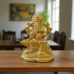 Pure brass Ganesh Ji idol with intricate design, ideal for home temple or office use