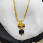 Rudraksha Locket with Brass Damru Trishul - Natural Rudraksha with Brass Trishul & Damru for Spiritual Protection & Blessings - Malawala