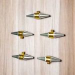 Set of 5 Triloh Taweez spiritual amulets made with copper, brass, and iron, including a free Bhojpatra sheet for personalized prayers