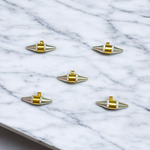 Set of 5 Triloh Taweez spiritual amulets made with copper, brass, and iron, including a free Bhojpatra sheet for personalized prayers