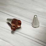 Set of 5 Triloh Taweez spiritual amulets made with copper, brass, and iron, including a free Bhojpatra sheet for personalized prayers