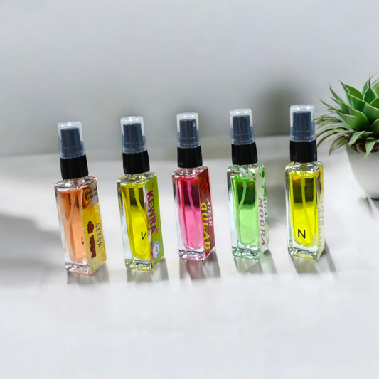 Set of Spray Attars – Chandan, Mogra, Gulab, Kewra, Shri, Shyam | Best Spray Itra | Natural Fragrance | 0% Alcohol – Malawala