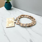 Shri Ram Locket in Tulsi Beads Mala with screw-lock clasp, placed neatly on a neutral background