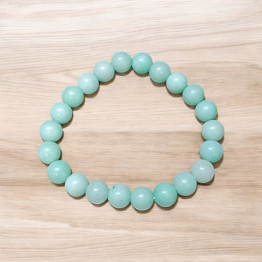 Stretchable Greenish Blue Onyx Bracelet with 8mm round beads – Lab Certified healing crystal jewelry