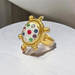 Tortoise Ring | White Zircon in Gold Plated Stylish Ring - Malawala