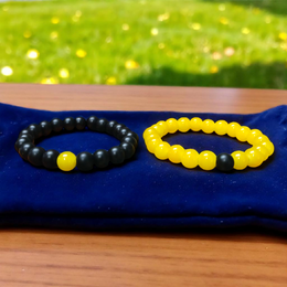 Twin Flame Couple Bracelet – 8MM Lab Certified Yellow Agate & Ebony Stones | Malawala
