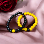 Twin Flame Couple Bracelet – 8MM Lab Certified Yellow Agate & Ebony Stones | Malawala