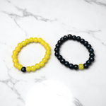 Twin Flame Couple Bracelet – 8MM Lab Certified Yellow Agate & Ebony Stones | Malawala
