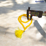 Yellow Agate Mala with 54+1 hand-knotted 8 mm beads, featuring vibrant yellow tones and a traditional guru bead, ideal for meditation and healing