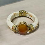 Yellow Agate (Yellow Hakik) Bracelet with 8mm polished beads on stretchable thread, lab certified and handcrafted