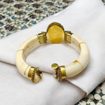 Yellow Agate (Yellow Hakik) Bracelet with 8mm polished beads on stretchable thread, lab certified and handcrafted