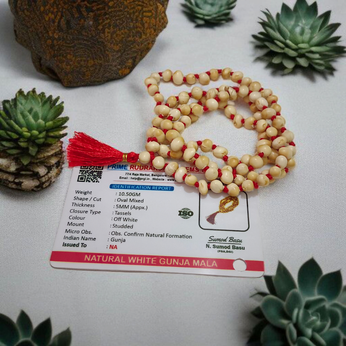 White Gunja Mala 5mm Lab Certified Benefits & Uses