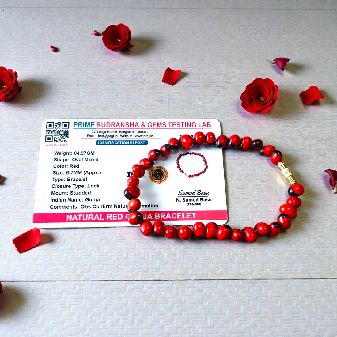Red Gunja Bracelet for Mars Energy & Protection | Lal Gunja