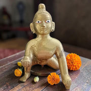 10 Inch Ashtadhatu Brass Laddu Gopal Krishna Idol for Home Temple Daily Puja Spiritual Decor