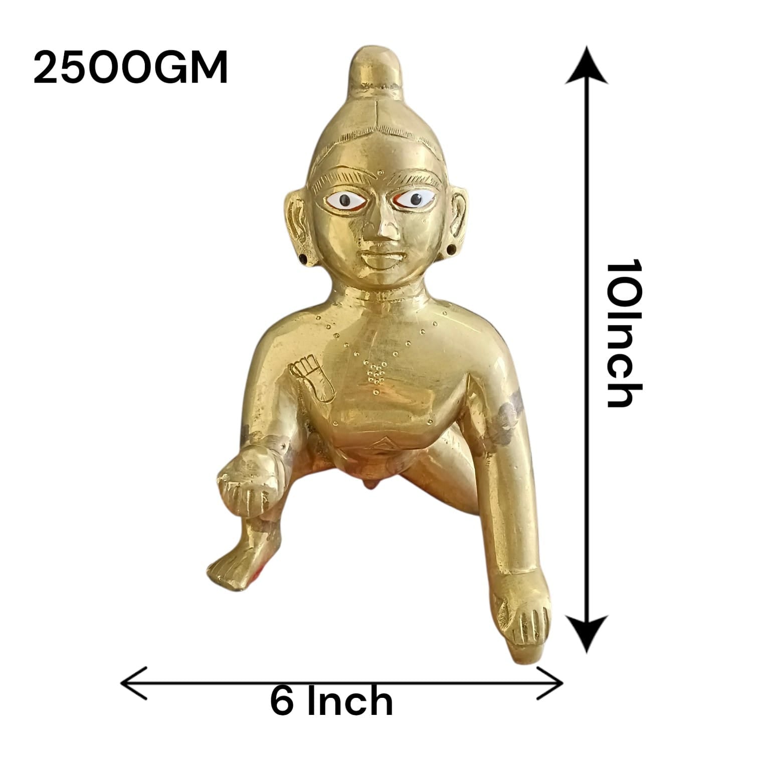 10 Inch Ashtadhatu Brass Laddu Gopal Krishna Idol for Home Temple Daily Puja Spiritual Decor