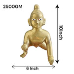 10 Inch Ashtadhatu Brass Laddu Gopal Krishna Idol for Home Temple Daily Puja Spiritual Decor