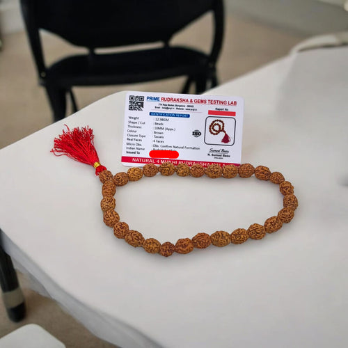 4 Mukhi Rudraksha Mala 27+1 Beads Lab Certified | Malawala