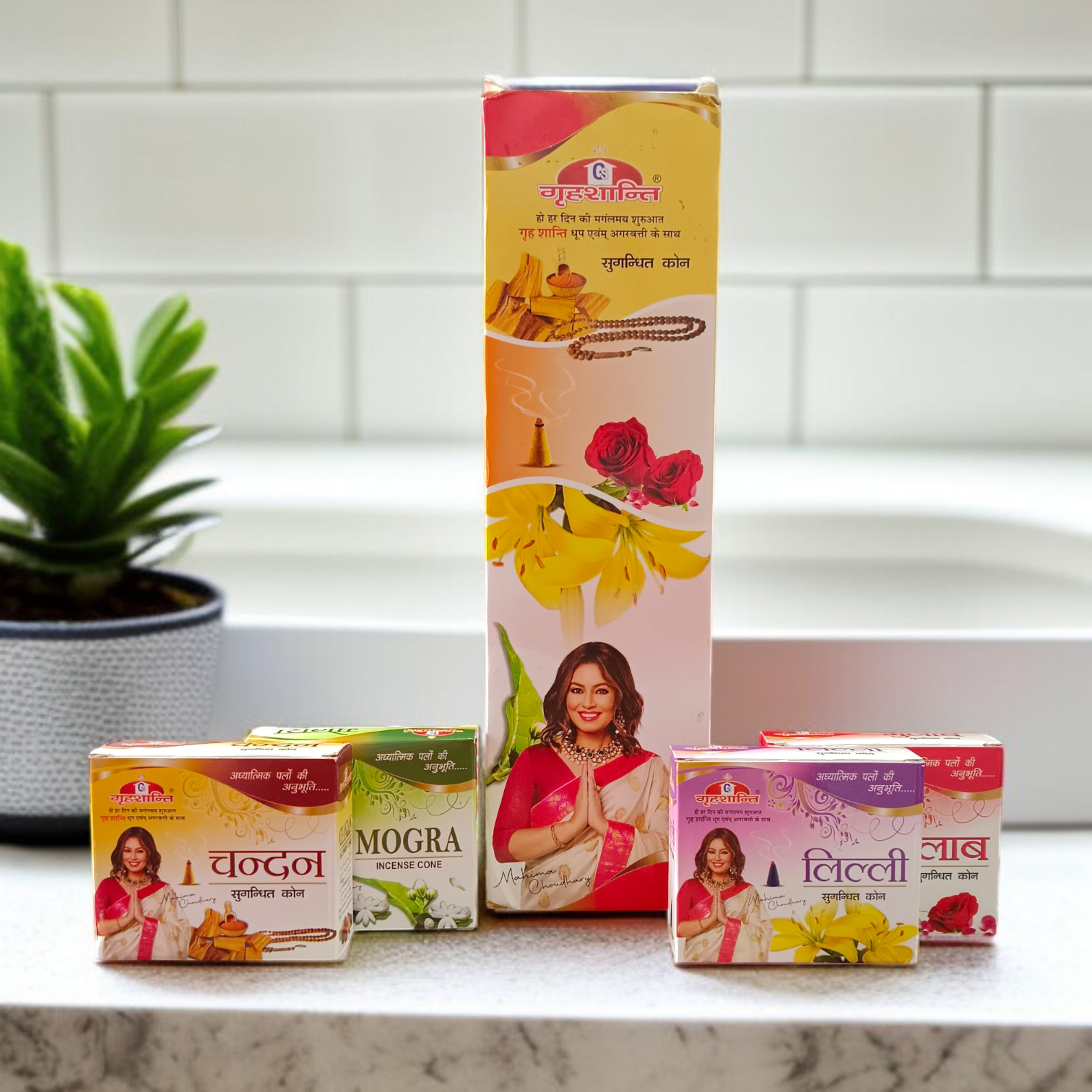 4 in 1 Dhoop Cone Set of 12 – Mogra, Gulab, Lily, Chandan & Cobb Fragrance - Malawala