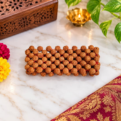 5 Mukhi Rudraksha Bracelet 7MM Multi Layer Stretchable Lab Certified Malawala
