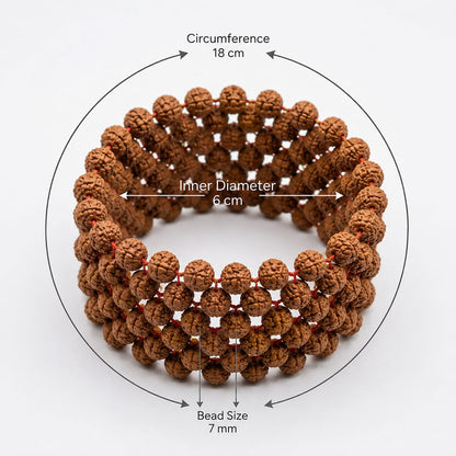 5 Mukhi Rudraksha Bracelet 7MM Multi Layer Stretchable Lab Certified Malawala