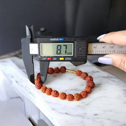 5 Mukhi Rudraksha Bracelet 8MM Bead Size Measurement Detail Malawala