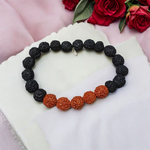 5 Mukhi Rudraksha Bracelet – Black & Brown Mix Beads, Lab Certified for Protection, Clarity & Spiritual Growth by MalaWala