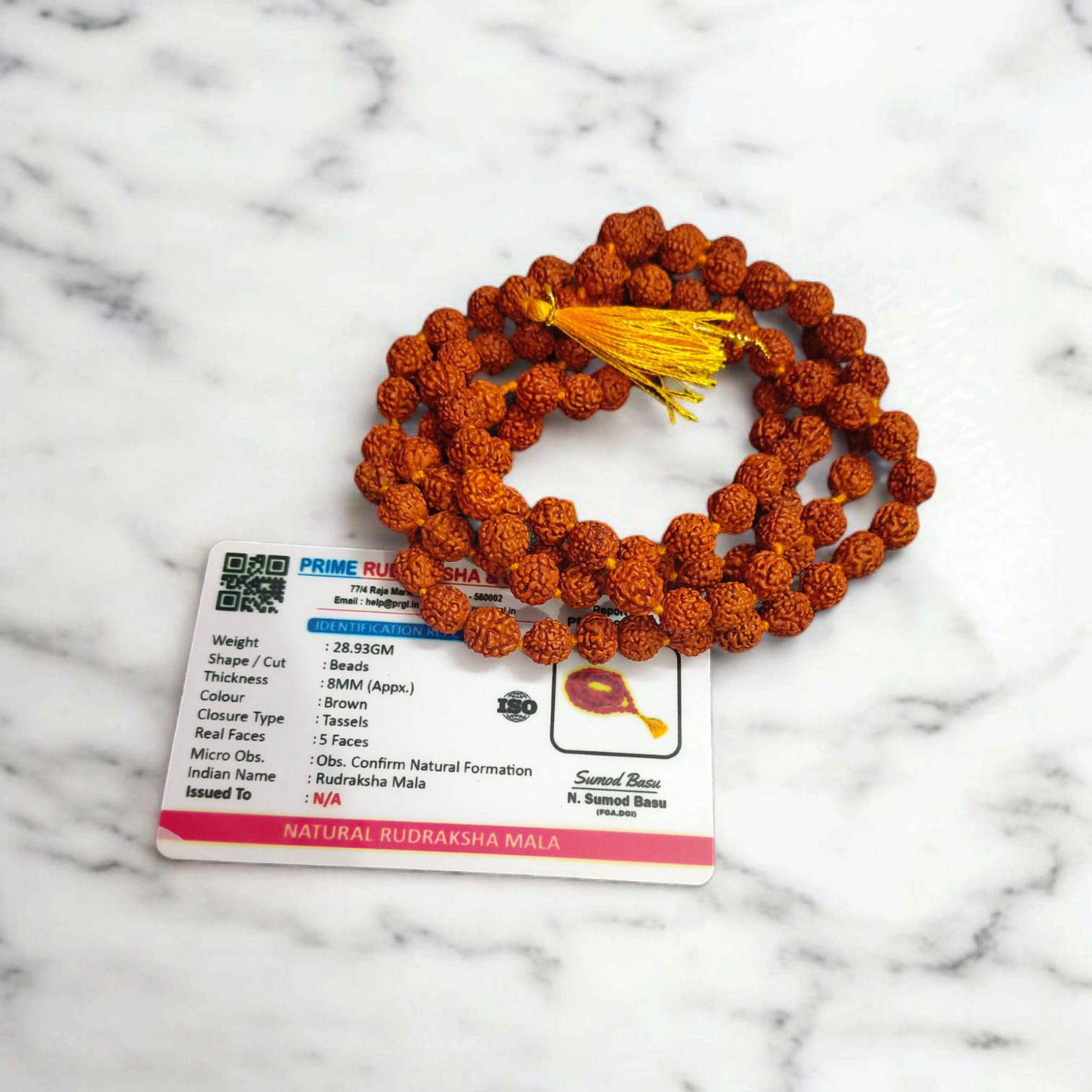 5 Mukhi Rudraksha Mala 108+1 Beads 8MM Lab Certified | Malawala