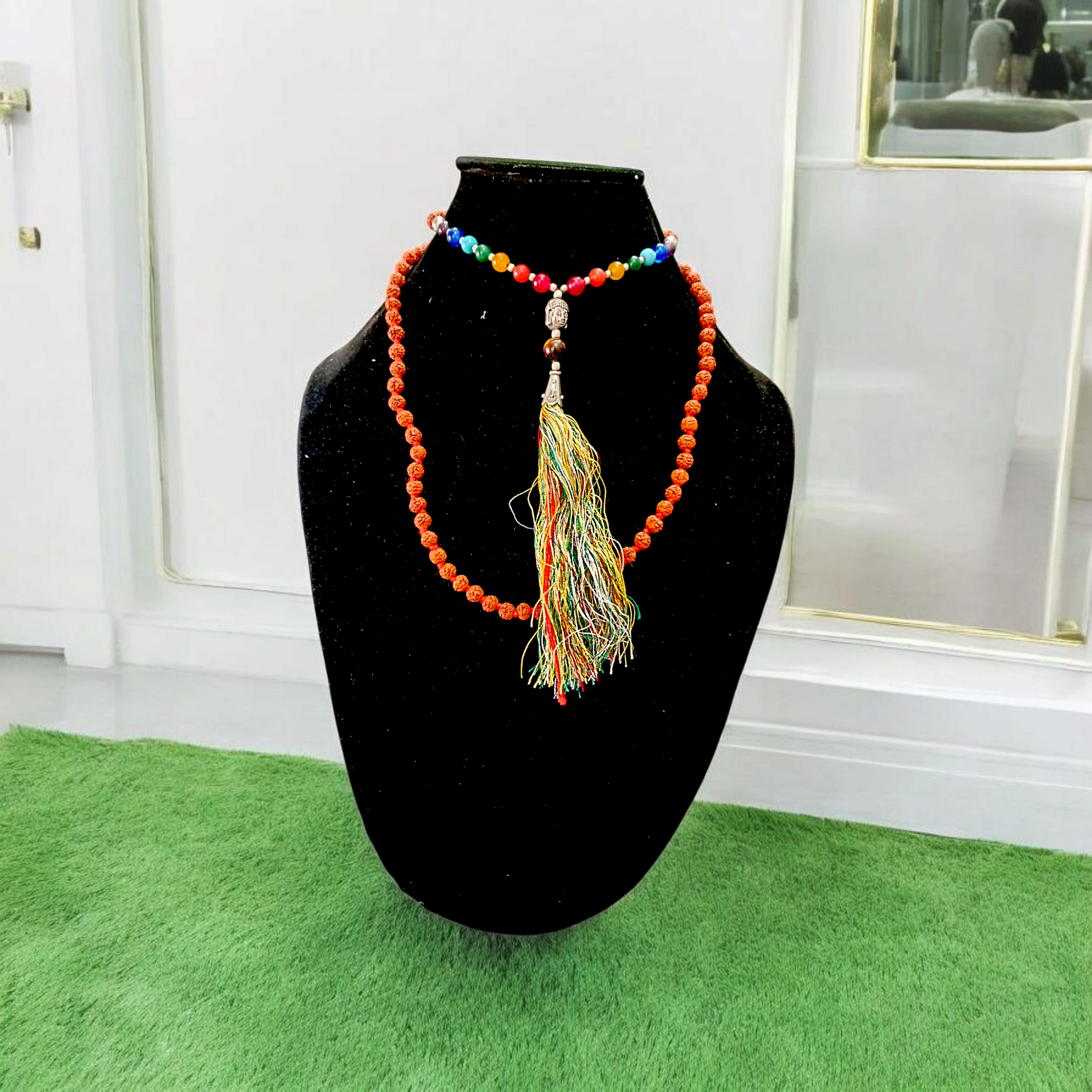 5 Mukhi Rudraksha Mala with 7 Chakra Beads | Lab Certified Astrologer Mala | Malawala