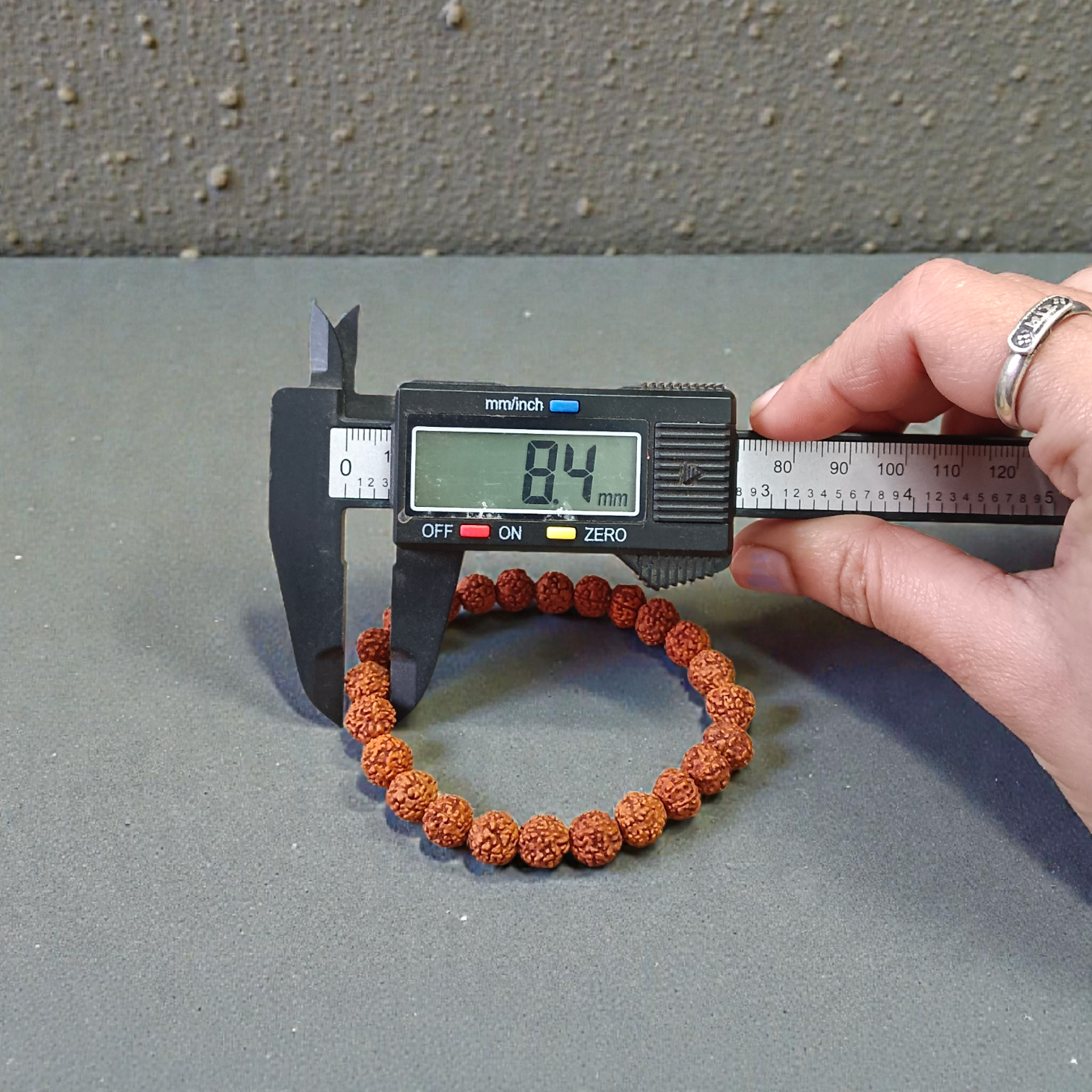 5 Mukhi Rudraksha stretchable bracelet with 8mm natural beads strung on elastic thread – ideal for meditation and spiritual practices