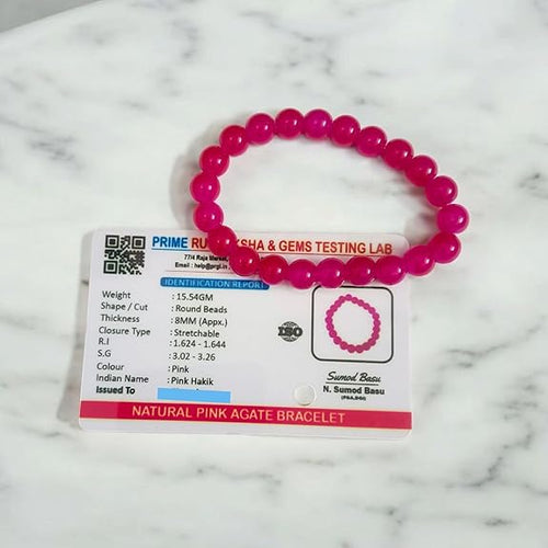 Pink Hakik Bracelet Natural Pink Agate for Calmness & Emotional Healing