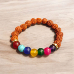 7 Chakra Bracelet with 5 Mukhi Rudraksha - Natural Gemstones & Rudraksha for Balance, Protection & Spiritual Growth with Lab Certificate - Malawala