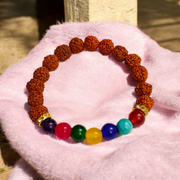 7 Chakra & Rudraksha Bracelet 8mm – Lab Certified by Malawala for Mindfulness & Protection