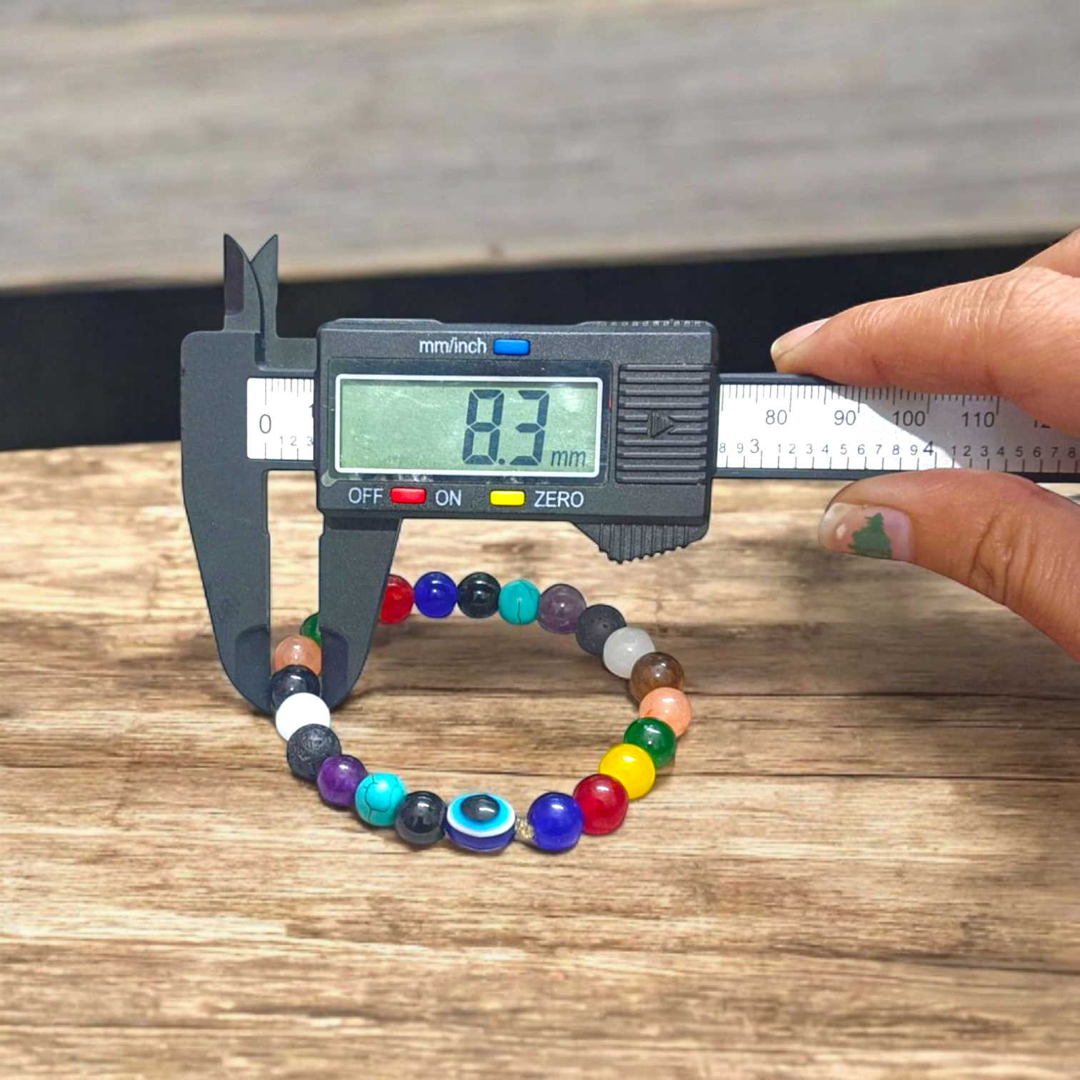 7 Chakra with Mix Agate Evil Eye Bracelet – 8mm – For Unisex Wear - Malawala