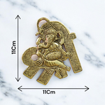 A beautifully crafted brass wall hanging of Lord Ganesha in 11×11 cm size, ideal for temple, home entrance, or office wall décor