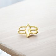 A brass Tripund With Third Eye Tilak Stamp showing three horizontal lines and a third eye symbol, handcrafted for precise forehead application