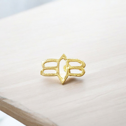 A brass Tripund With Third Eye Tilak Stamp showing three horizontal lines and a third eye symbol, handcrafted for precise forehead application