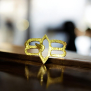 A brass Tripund With Third Eye Tilak Stamp showing three horizontal lines and a third eye symbol, handcrafted for precise forehead application