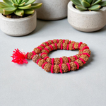 A combo set featuring a hand-knotted Rudraksha velvet Kanth Mala and a silver-capped 2 Mukhi Rudraksha pendant, both lab certified