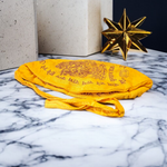 A spiritual combo featuring a 5 Mukhi Rudraksha Mala, a red velvet Pooja Aasan with golden border, and a traditional Gomukhi Japa Bag – all lab certified