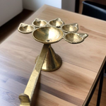 A traditional Panch Mukhi Jyot made of pure brass, featuring five oil chambers, intricately handcrafted for spiritual rituals and puja use