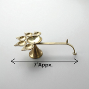 A traditional Panch Mukhi Jyot made of pure brass, featuring five oil chambers, intricately handcrafted for spiritual rituals and puja use