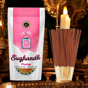 A zipper pouch containing 130 grams of floral incense sticks labeled 