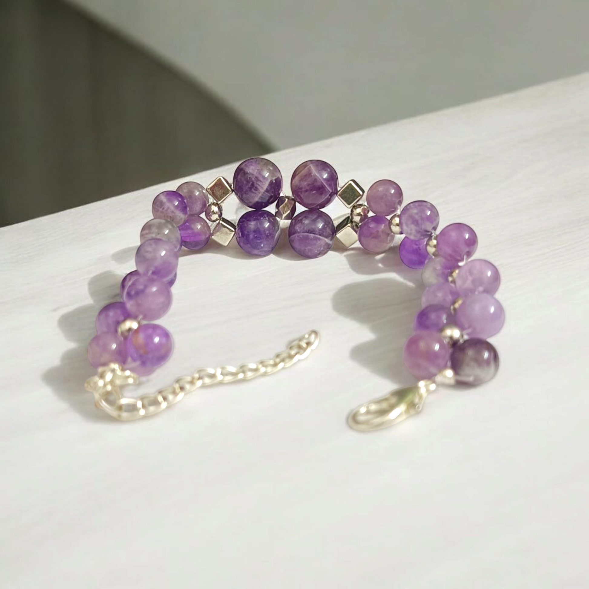 Amethyst Bracelet 8MM Bead Size Measurement Detail Malawala