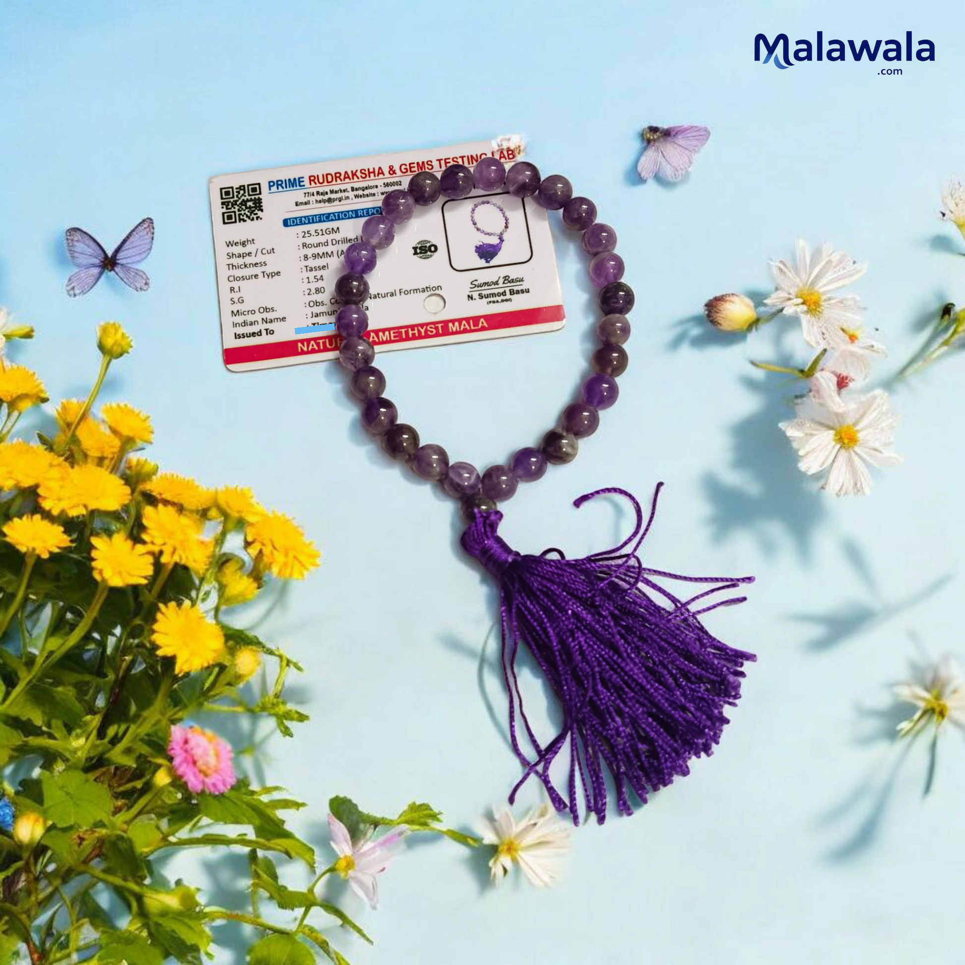 Amethyst Mala 27+1 Beads 8MM Lab Certified | Malawala